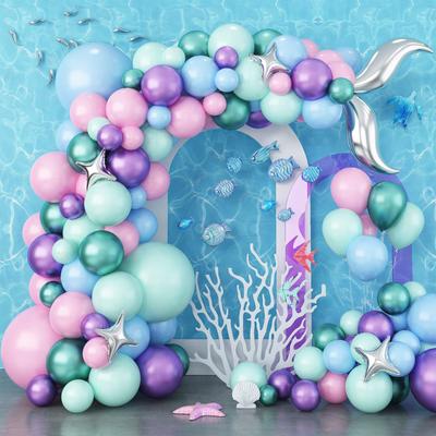 Meerjungfrau-Latex-Luftballons, Konfetti, Luft, Helium, Globos, Macaron-Luftballons für Kinder, Mädchen, Meerjungfrau-Thema, Geburtstagsparty-Dekoration