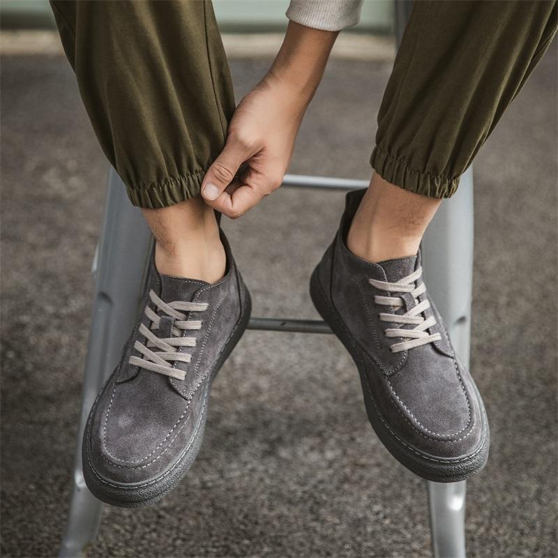 Men Shoes outdoor cow suede Leather Designer Fashion Brand Men Sneakers Lace-up Black Casual Shoes men oxfords Footwear