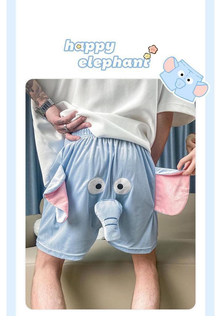 Unisex Funny Squeaky Nose Elephant & Piggy Pajama Shorts