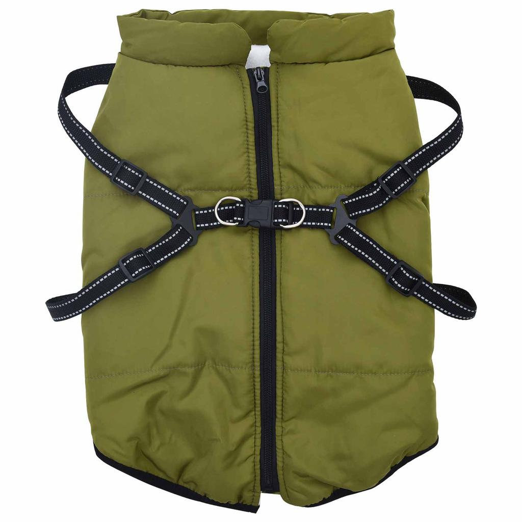 Dog Coat Olive Green L44 Fleece and Polyester