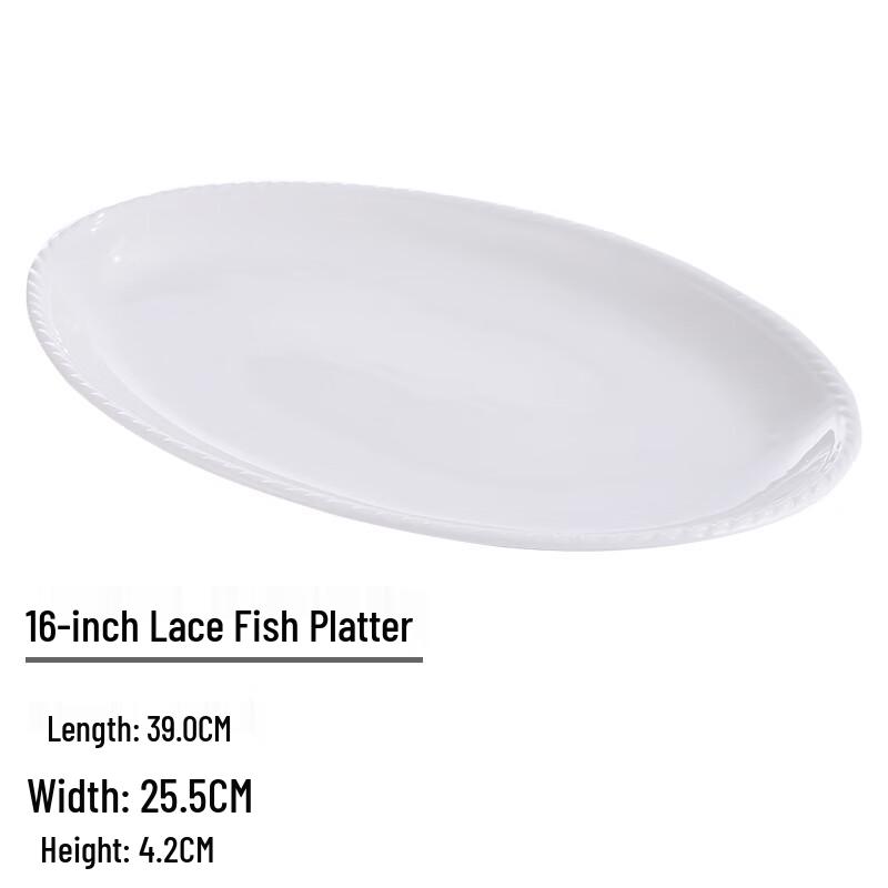 Elegant White Ceramic Oval Fish Serving Platter