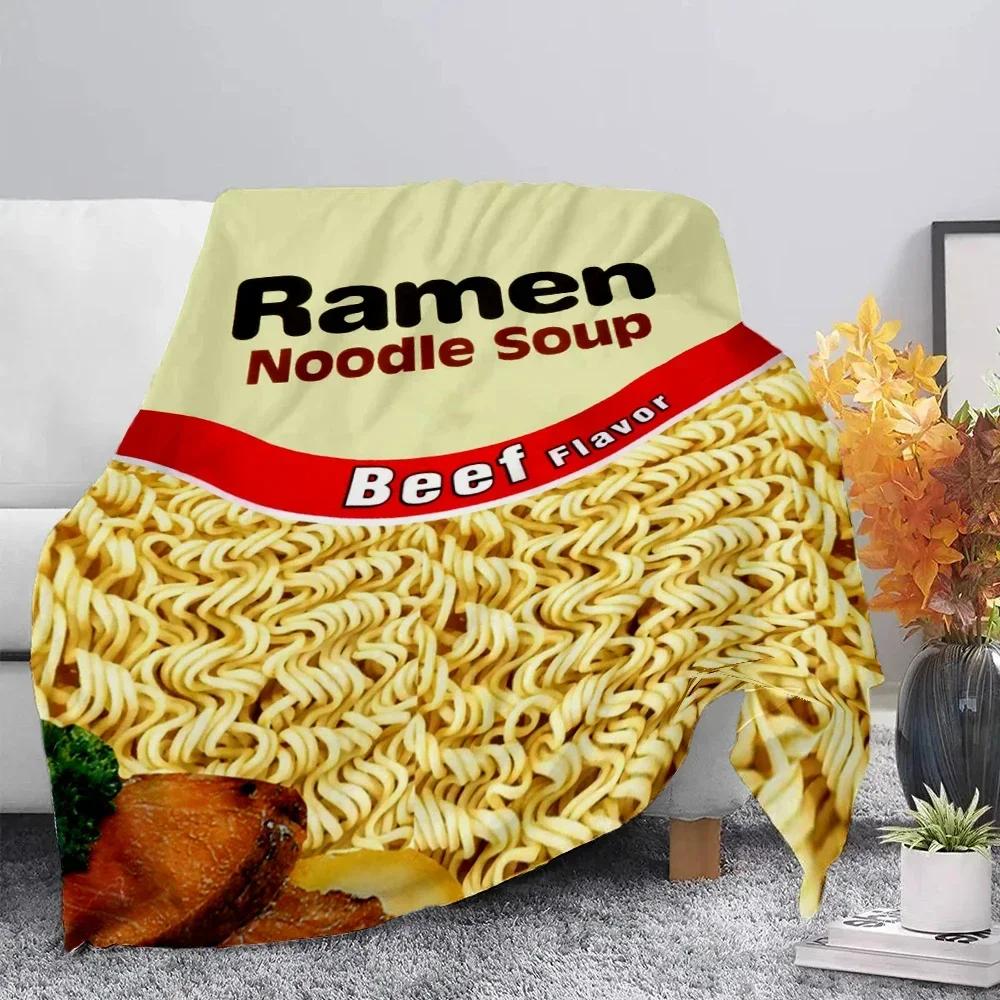 Beef Ramen Noodles Is Life Printed Throw Blanket Soft Cozy Picnic Blanket for Home Travel Birthday Gift