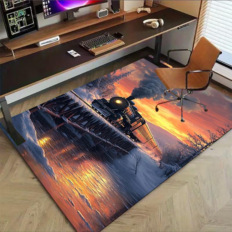 1PC train winter Carpet Office Rug Mat Home Decor Area Carpet Festival Gift Office desk chair carpet Longlasting Material