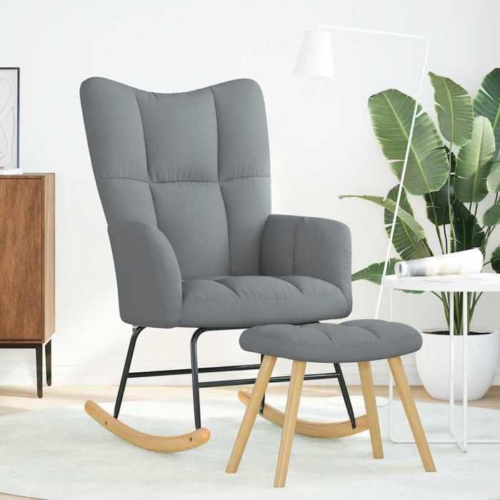 VidaXL Chaise à bascule avec repose-pied Gris clair Tissu, chaise, chaise de relaxation, fauteuil relax, chaise de salon, 4016800