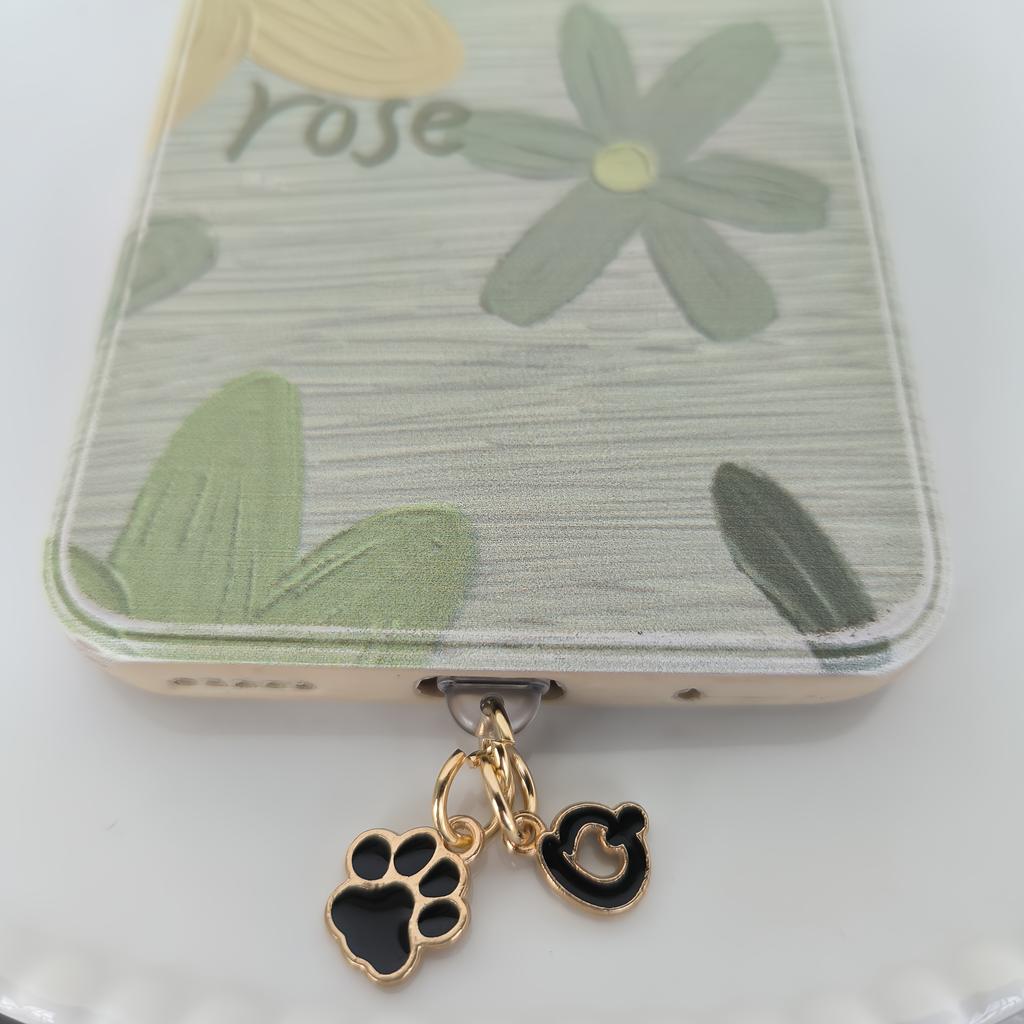 1 Black Cat Paw Animal-shaped Phone Dust Plug with Letters, Suitable for IPhone/Type-C Interface Dust Plugs, DIY Phone Decoration and Protection