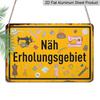 2D Flat 1pc Aluminium Metal Sign Plaque, German "Erholungsgebiet Für Nähere", 8*12inch, Ideal for Home Decor, Clubs, and Outdoor Decoration - Durable