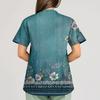 Plus SizePrinted Scrub Working Uniform Tops For Women's Cross V-Neck Print Short Sleeve Fun T-Shirts Workwear Tee With Pockets