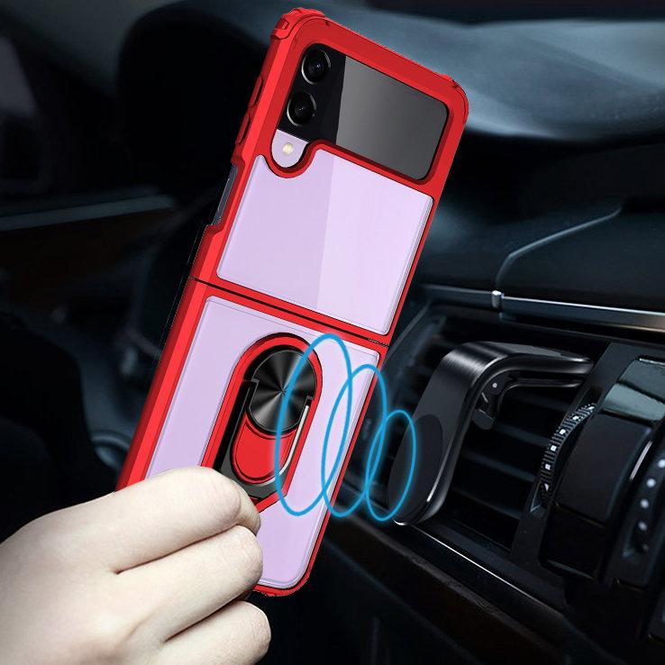 Case for Samsung Galaxy Z Flip4 5G, Clear Ring, Red