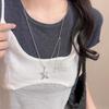 Women's High-End Silver Heart & Star Pendant Necklace - Versatile Long Sweater Chain