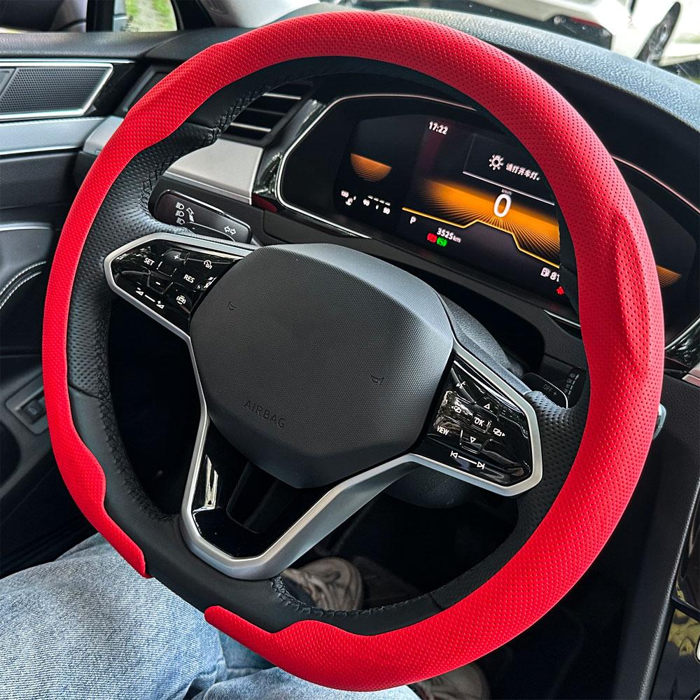 Leather D cut Auto Steering Wheel Cover Ultra-Thin Breathable Non-Slip D Shape Sport Car Steering Wheel Protector Accessories