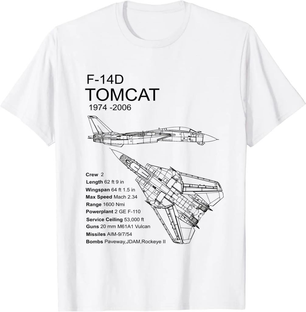 2025 F-14 Tomcat F14 Aircraft Airplane Blueprint Schematic Men T-Shirt Short Sleeve Casual Tees Cotton O-Neck Summer Shirt Tops