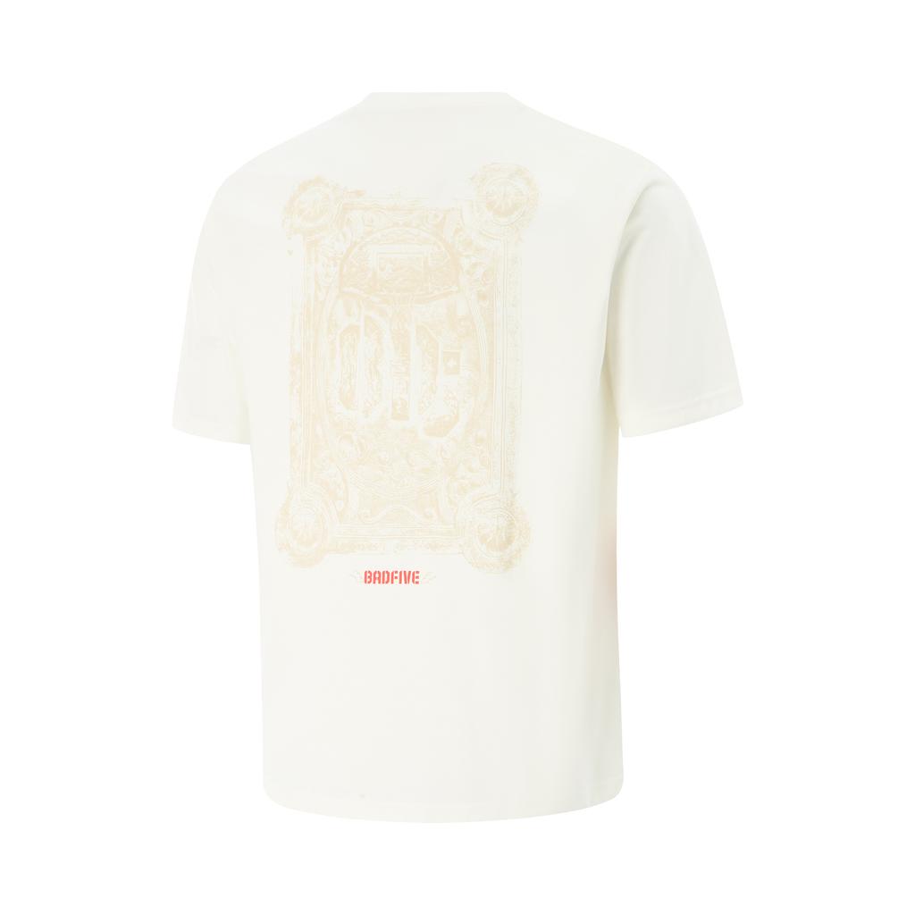 Li Ning Simple Versatile Letter Print Round Neck Pullover Breathable Short Sleeve T-Shirt Men Tops Off-White AHSVA35-1