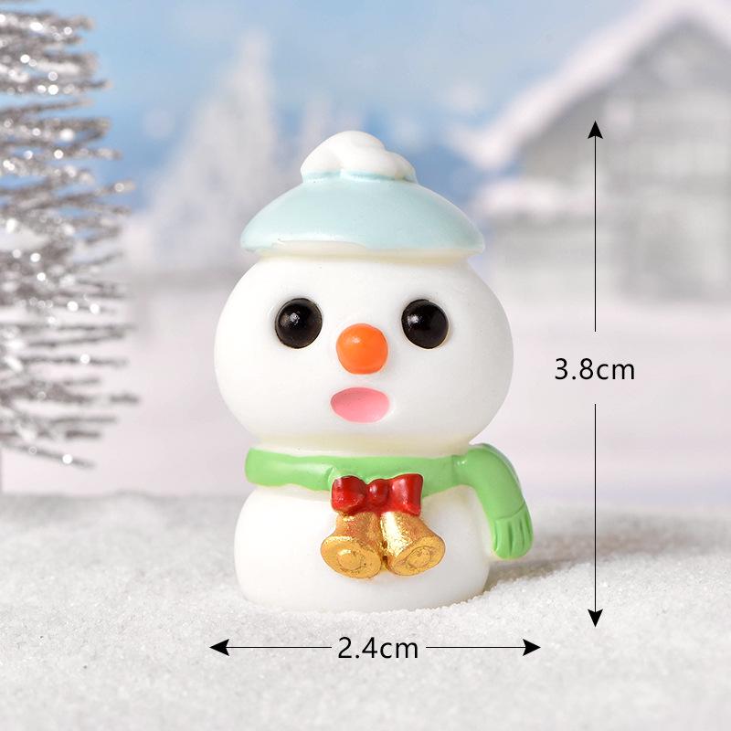 Christmas Cartoon Resin Santa & Snowman Couple Micro Landscape Ornaments