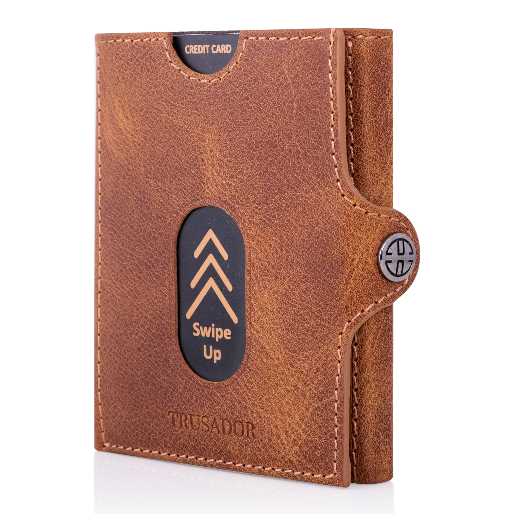 

Genuine Leather TRUSADOR Valencia Mini Wallet, 7.4 x 9.2cm, Compact, Multi-Purpose, Slim Design with Coin Purse (Camel (Cognac))