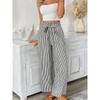 American Shiying Stripe Print High Waist Straight Pants Women 2025 Summer New Loose Lace-up Casual Pants Women