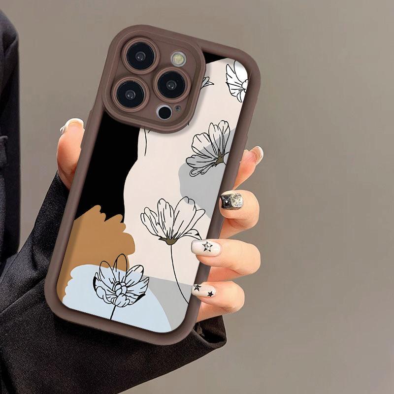 Art Style Flower for iPhone17ProMax Mobile Phone Case 16 Apple 17 Matte 14/15 Premium 13