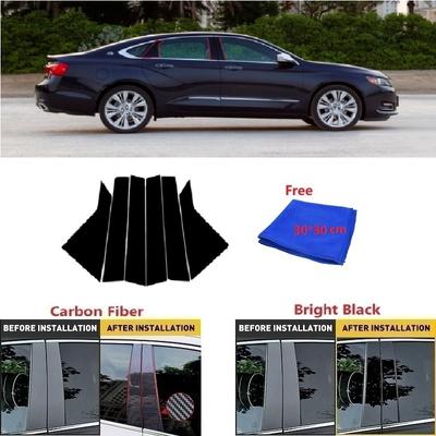 Carbon Fiber Black Car Window Door Column BC Pillar Post Cover Trim Fit For Chevrolet Impala 2014- Mirror Effect PC