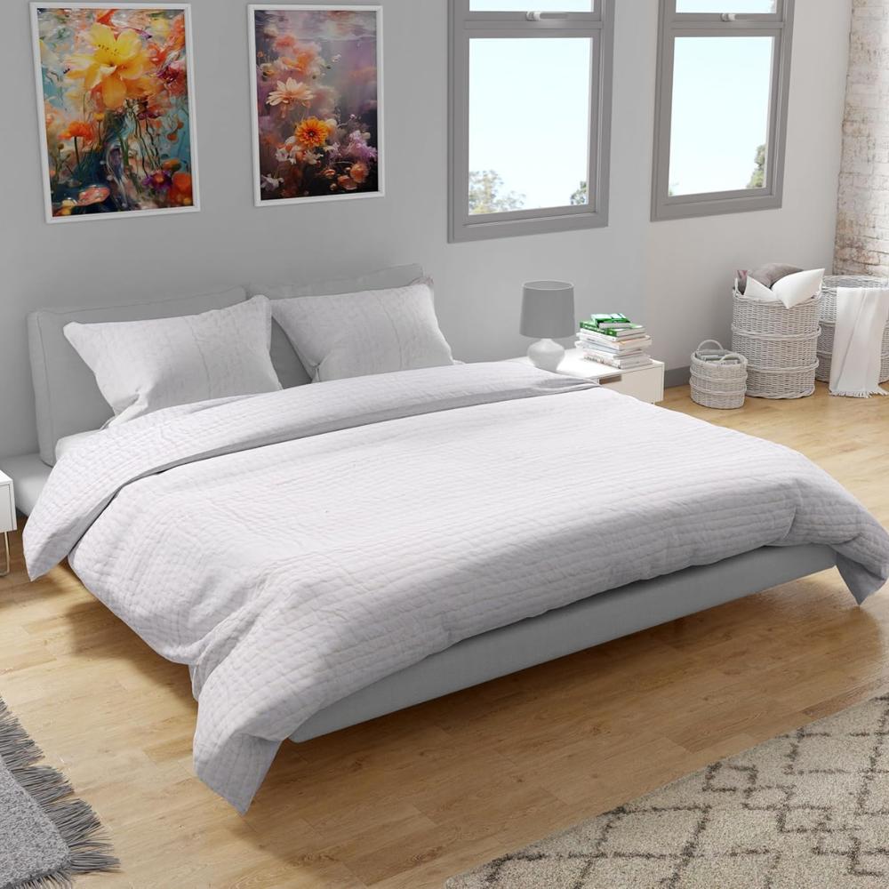 

Стеганое покрывало Канха из органического хлопка ручной работы, Роскошный комплект из 3 предметов - С принтом - Евро Кинг, Белый цвет (Включает 1 одеяло и 2 наволочки.) Twin Size (68 X 86 )