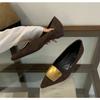 2026 New Vintage Women's Suede Pointed Metal Buttoned Mid Heels Fashion Heels for Office Dress Women's Commuter Shoes Pumps