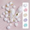 50Pcs Rose Flower Nail Art Decorations with Mini Pearls Resin Flower Nail Art Charms for DIY Acrylic Nails Bride Nail
