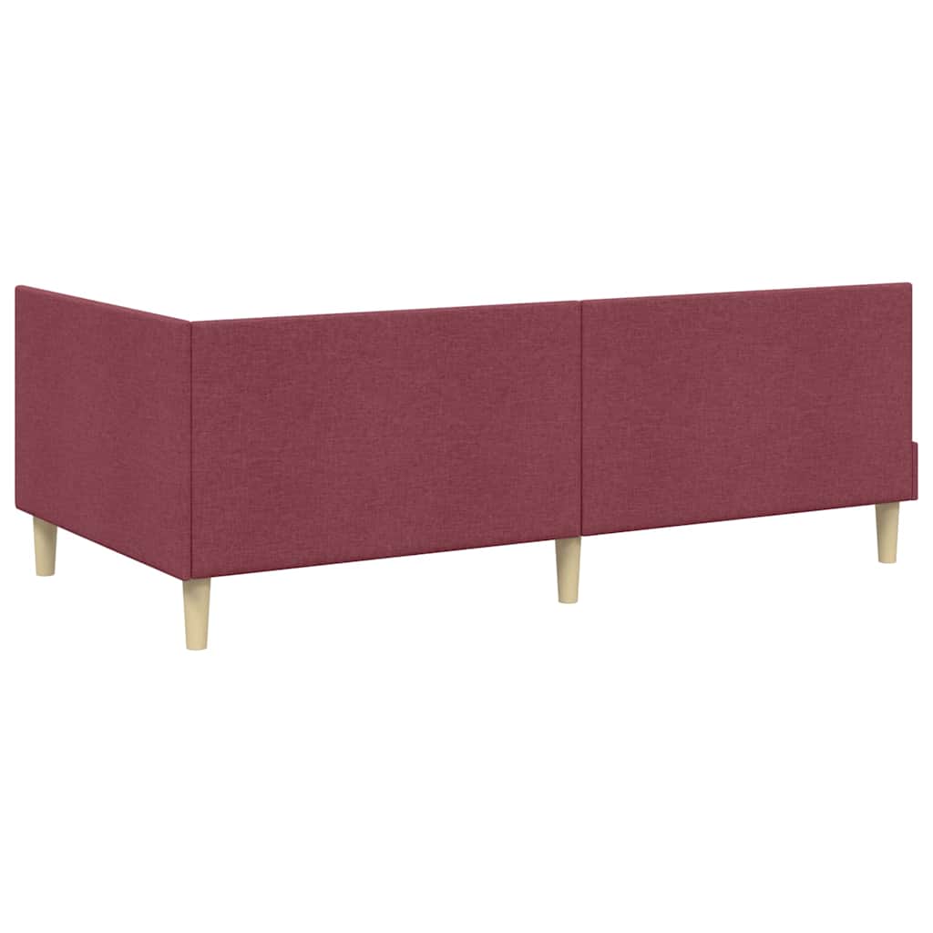 Corner Bed Frame Burgundy 80 Cm X 200 Cm Fabric and Plywood