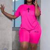 Summer Two Piece Set Casual Woman Clothing for Women T-Shirts O-Neck Shorts Daily Short Sleeve Tracksuit