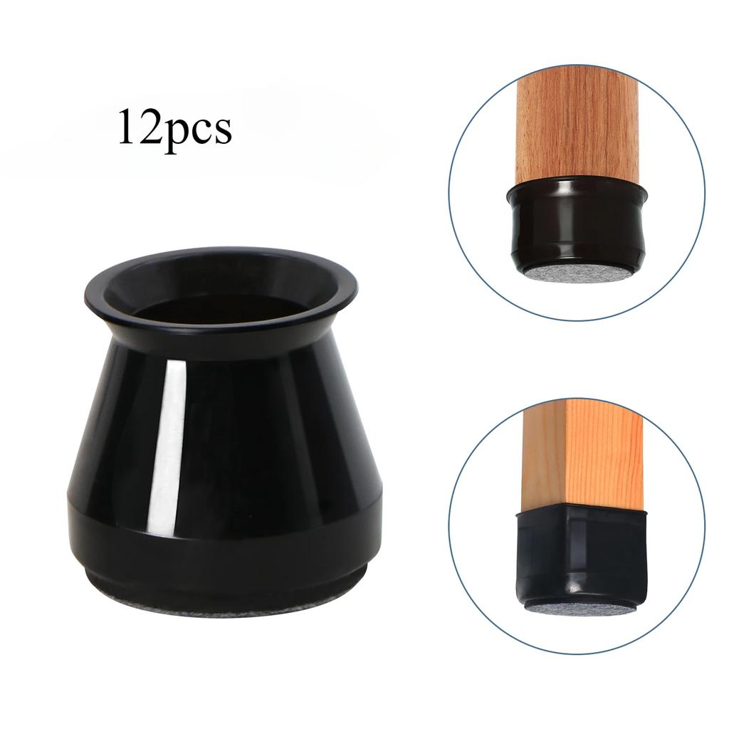 12Pcs Small Silicone Chair Leg Covers W/ Felt Pad Furniture Leg Protectors for Hardwood Floors, Prevent Scratches &Reduce Noise
