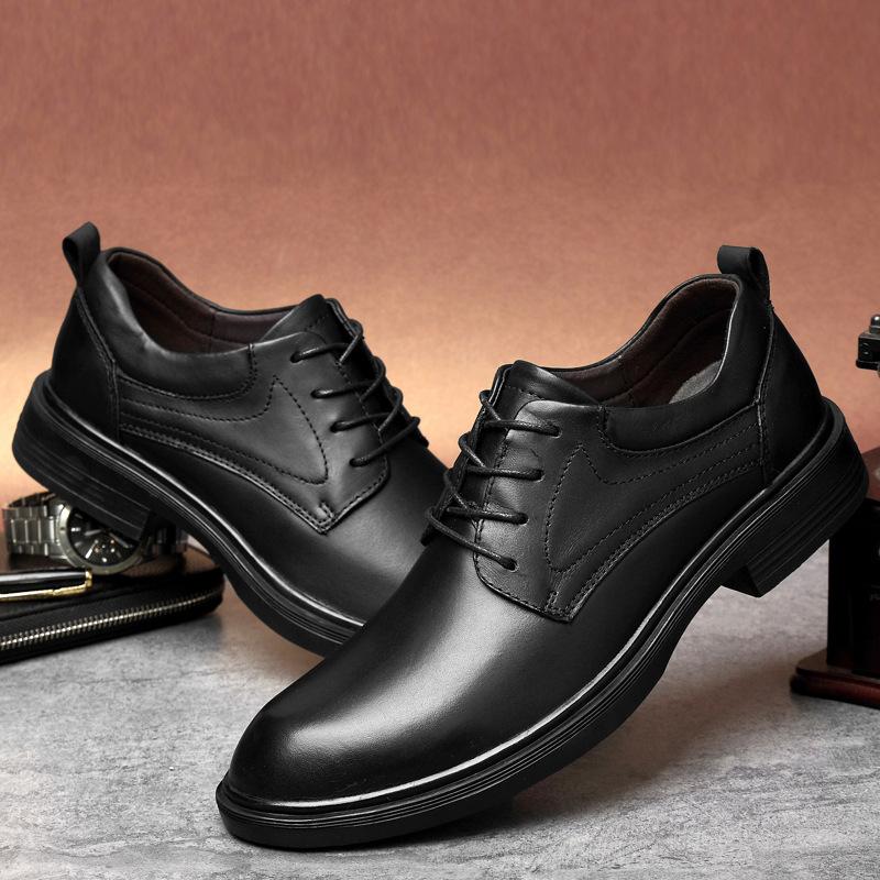 Summer business dress casual leather shoes breathable inner height increase British British groom wedding shoes
