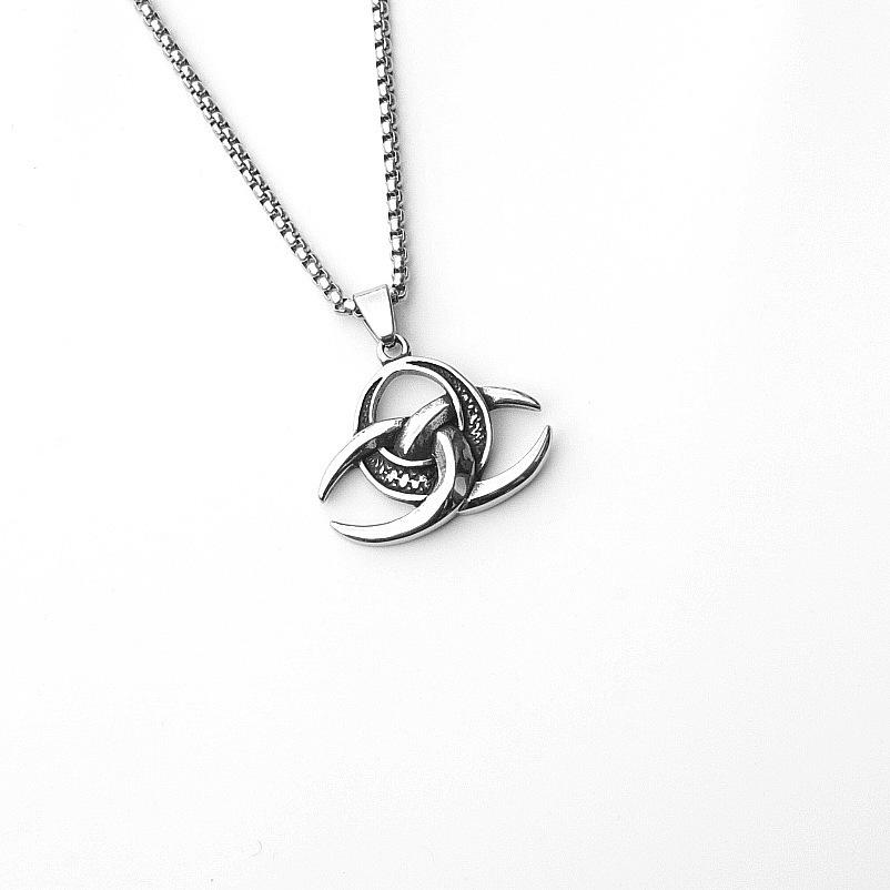 2024 Retro Skull Titanium Steel Pendant Necklace for Men - European American Style Half Face Stainless Steel Jewelry