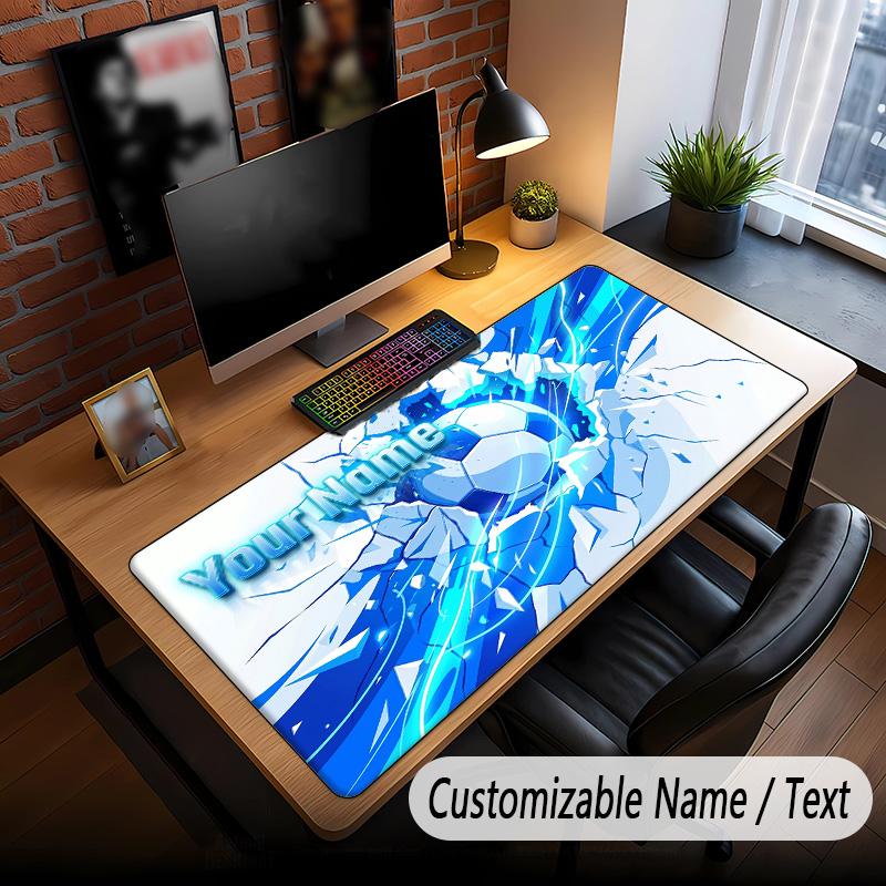 Soccer Theme Custom Mouse Pad Personalized With Name Text Customized Desk Mat For Office Home Decor