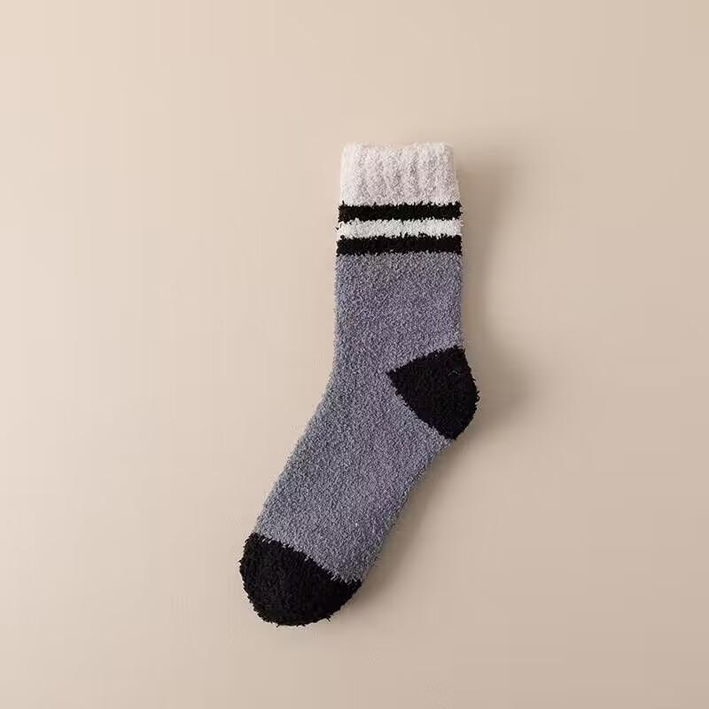 Coral Fleece Socks, Men's Mid-calf Socks, Autumn and Winter Fleece Thickened Fleece Warm Men's Long Socks, Men's Home Floor Socks