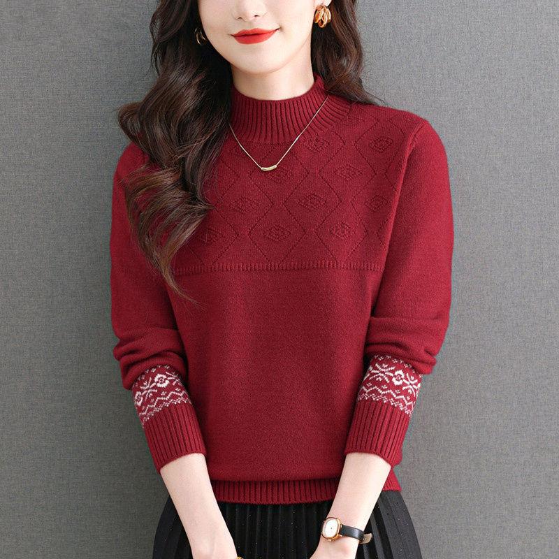 

Кашемировый свитер женский пуловер осень и зима повседневный полувысокий ворот однотонный длинный рукав вязаный свитер пуловер женский топ 3XL