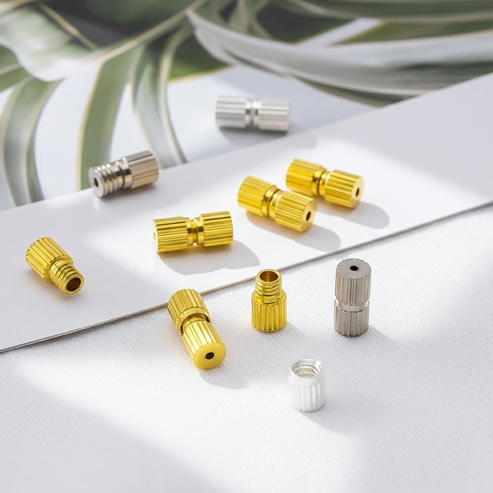 50pcs Brass Screw Clasp Closure Fastener Lock Jewelry End Tip Caps For DIY Bracelet Necklace Making Supply Accessories Material