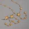 Collier Y-Chain à pampilles étoile à huit branches élégante Xia Ling, Acier inoxydable, Plaqué or 18 carats, Bijou polyvalent pour femmes