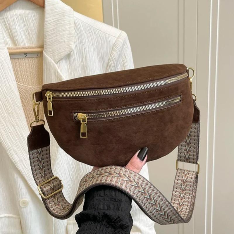 Borsa a petto in finta pelle scamosciata invernale Borsa da vita da donna Tendenza street marsupio Borsa a tracolla casual da viaggio da donna Portafoglio per telefono