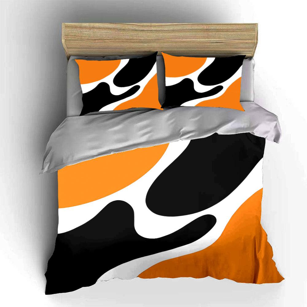Orange and Black Abstract Bedding Bedding Duvet Cover Set Duvet Cover Pillowcases (1 * Duvet Cover 2 * Pillowcases, Without Duvet Insert)
