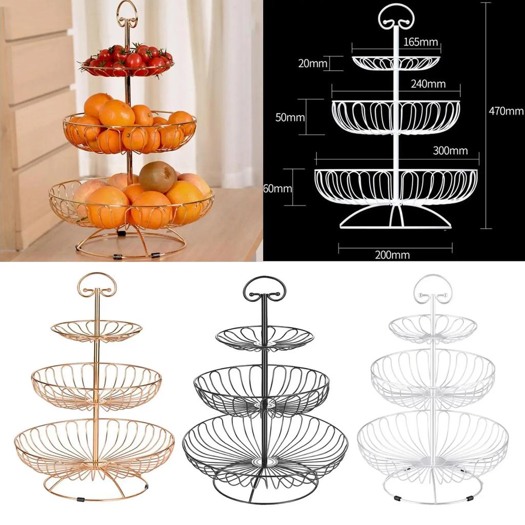 Metal Wire 3 Layer Storage Basket Fruit Bowl Detachable Metal Cake Stand Decorative Dessert Holder Organizer Bathroom organizer