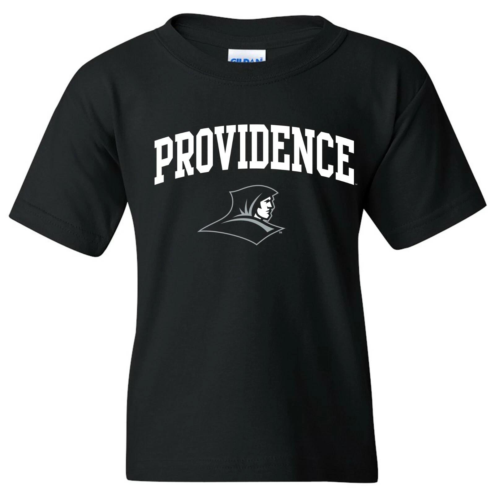 Providence Friars Arch Logo - Collegiate Short Sleeve Youth T Shirt - Black 4XL