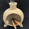 Handmade Ceramic Tabletop Chimney Incense Burner Painted  Chiminea For Incense Cones Charcoal Sage or Palo Santo Burning Holder