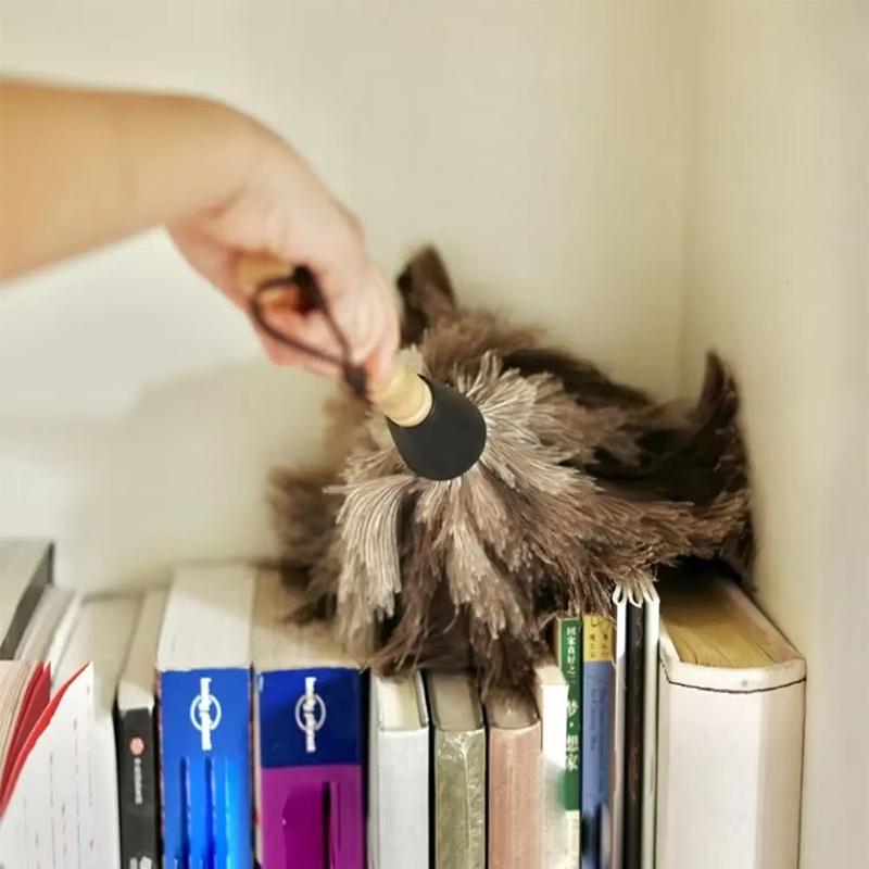Feather Duster Wooden Handle Duster Anti-static Dust Removal for High Ceiling & Home Cleaning Gentle on Delicate Surface