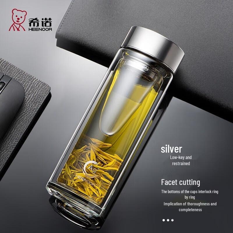 

HEENOOR XN-1957 Double-Layer Tea Infuser Glass Bottle