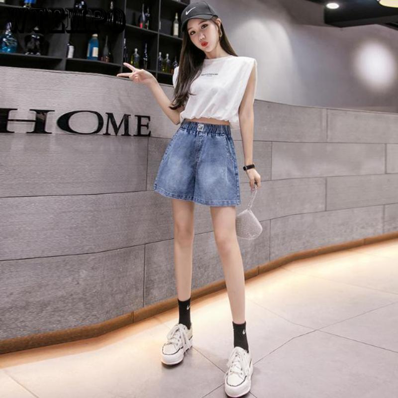 WTEMPO Джинсовые шорты женские летние свободные дышащие широкие брюки с высокой талией — фото 6