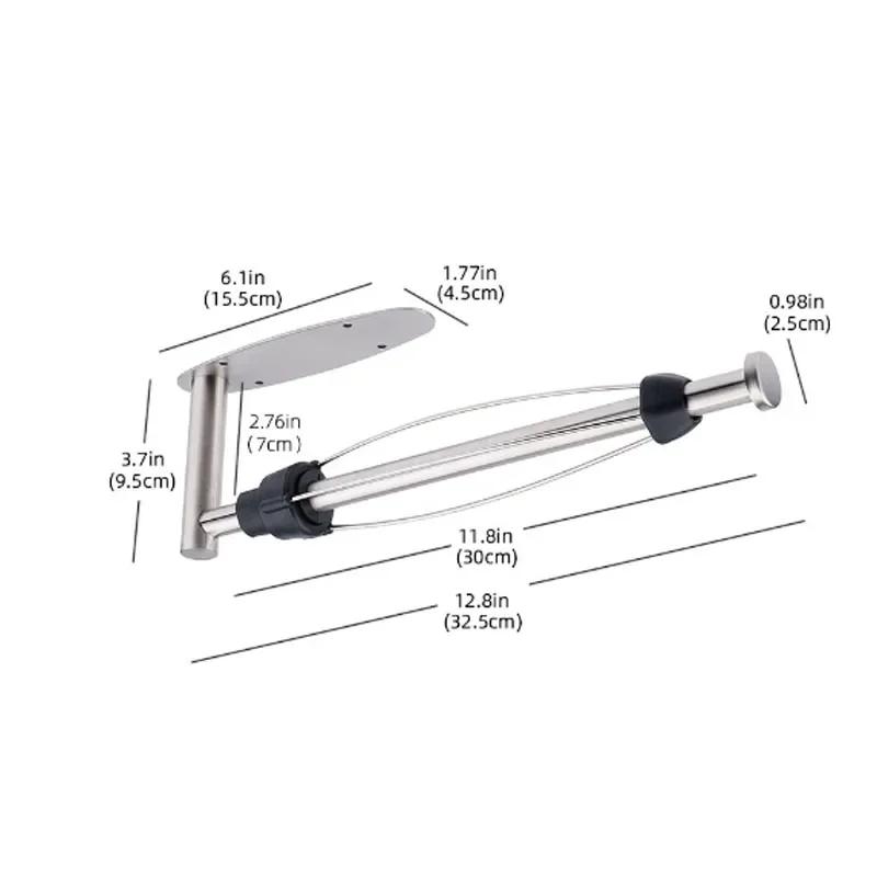 Stainless Steel Paper Towel Holder Punch-free Bathroom Toilet Paper Holder Storage Rack Kitchen Organizer Adhesive Wall Mount