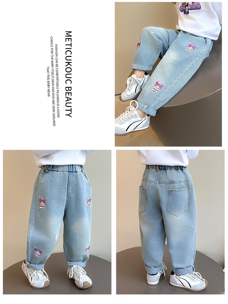 Kuromi Girls' Loose Fit Jeans, Spring/Autumn 2025 Fashionable Style