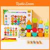 Wooden Animal Fruit Dinosaur Shape Sorting Stacking Blocks Educational Toy For Toddlers