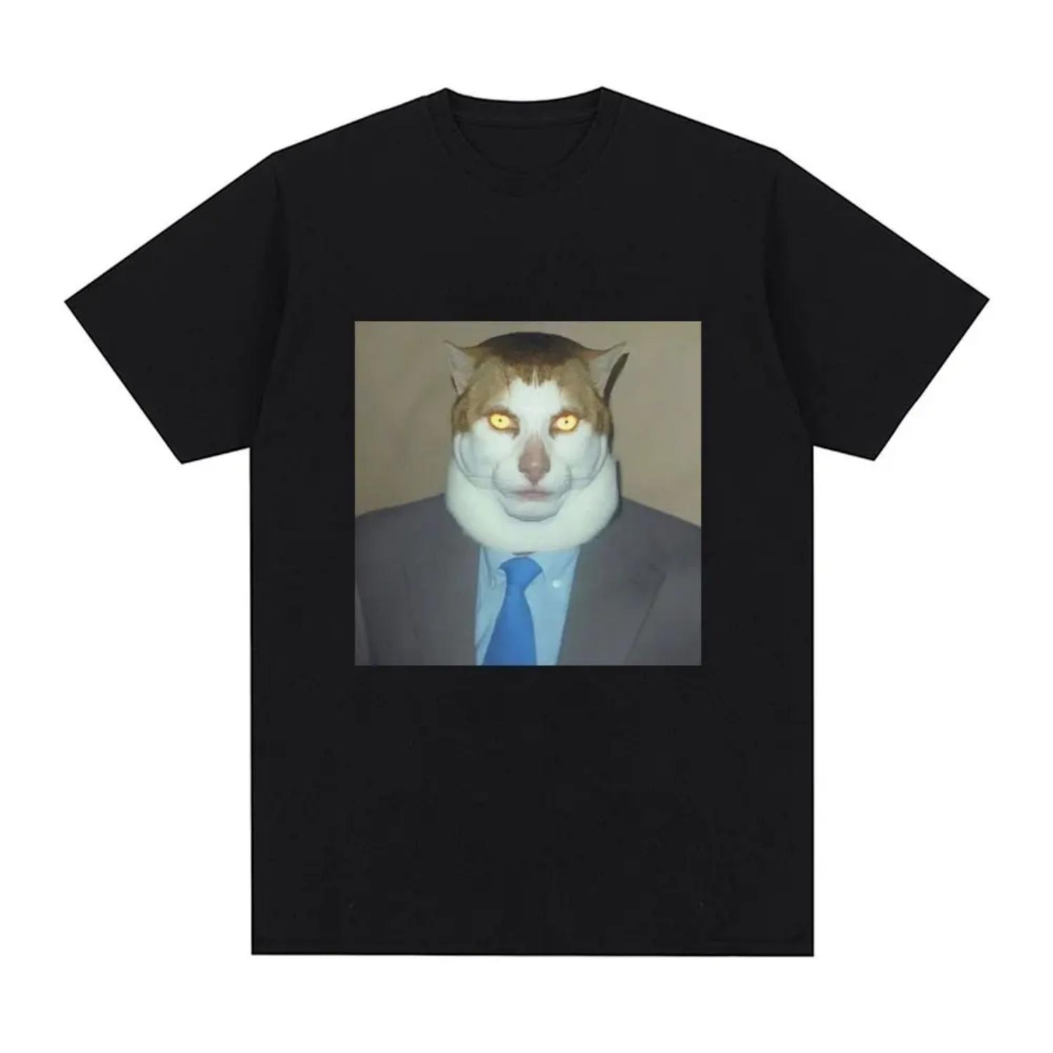 Funny Monday Left Me Broken Cat Meme T Shirt Men s Women Cotton Casual Short Sleeve T-shirt Fashion Vintage Oversized T-shirts S чёрный