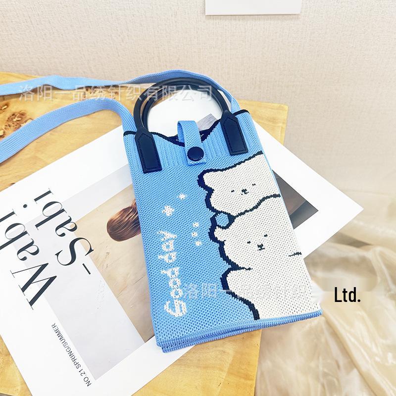 Cute Cartoon Dopamine Knit Crossbody Phone and Coin Bag