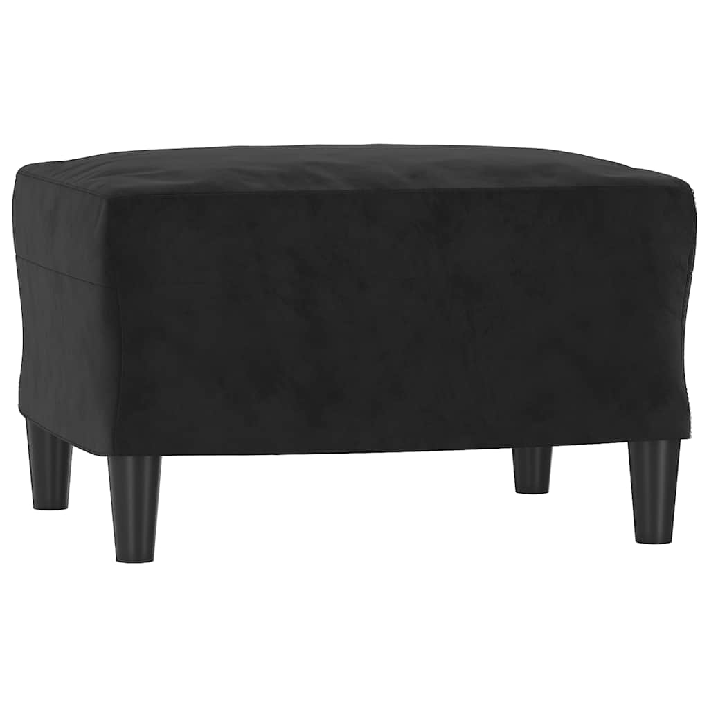 Vidaxl 3-Seater Sofa with Footstool, Black, 180 Cm, Velvet