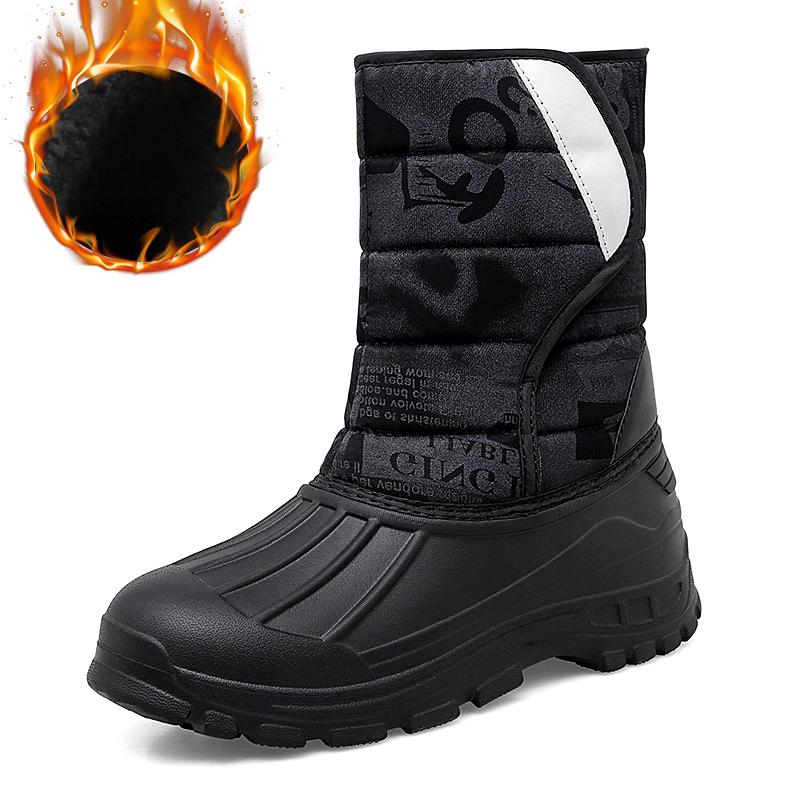 

Winter Camouflage Snow Men Boots Rain Shoes Outdoor Waterproof With Fur Plush Warm Thick Plush Male Casual Work Motorcycle Boots 36