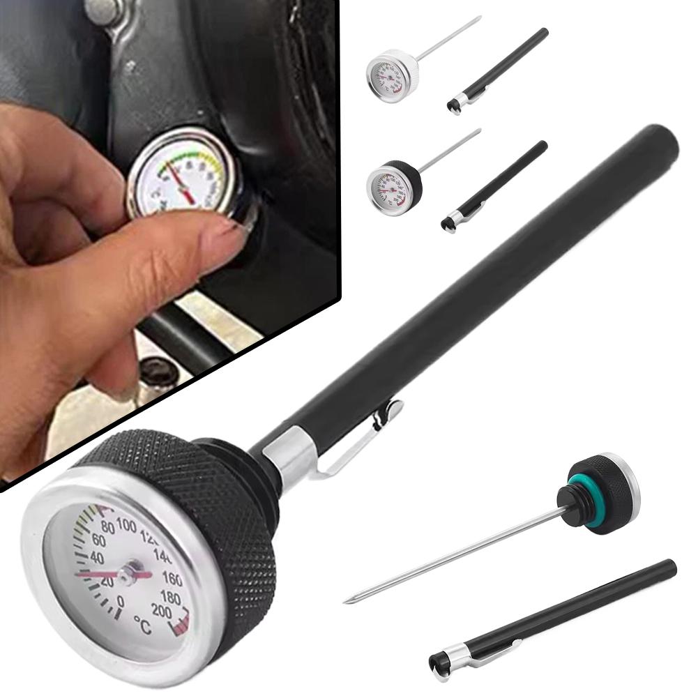 Motorcycle Fuel Tank Caps With Oil Temperature Gauge Pointers 0-200℃ Dial Black Meter Silver Gauge M20x1.5/M20x2.5 K9C9